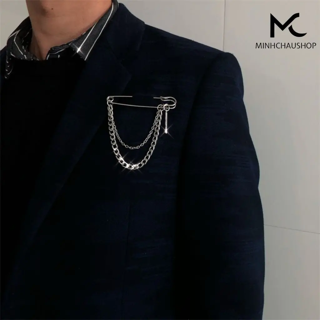 Ghim Cài Quần Áo Kim Loại Phong Cách Hiphop - Gim Cài Áo Vest Quần Jean Bằng Titan Mẫu 1 Ghim Phong Cách Hàn Quốc