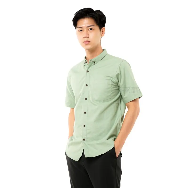 Helten Kemeja Kasual Pria Warna Merahbata Teracota Lengan Pendek Comfort Slim Katun Tekstur Distro Casual Slimfit Baju 2