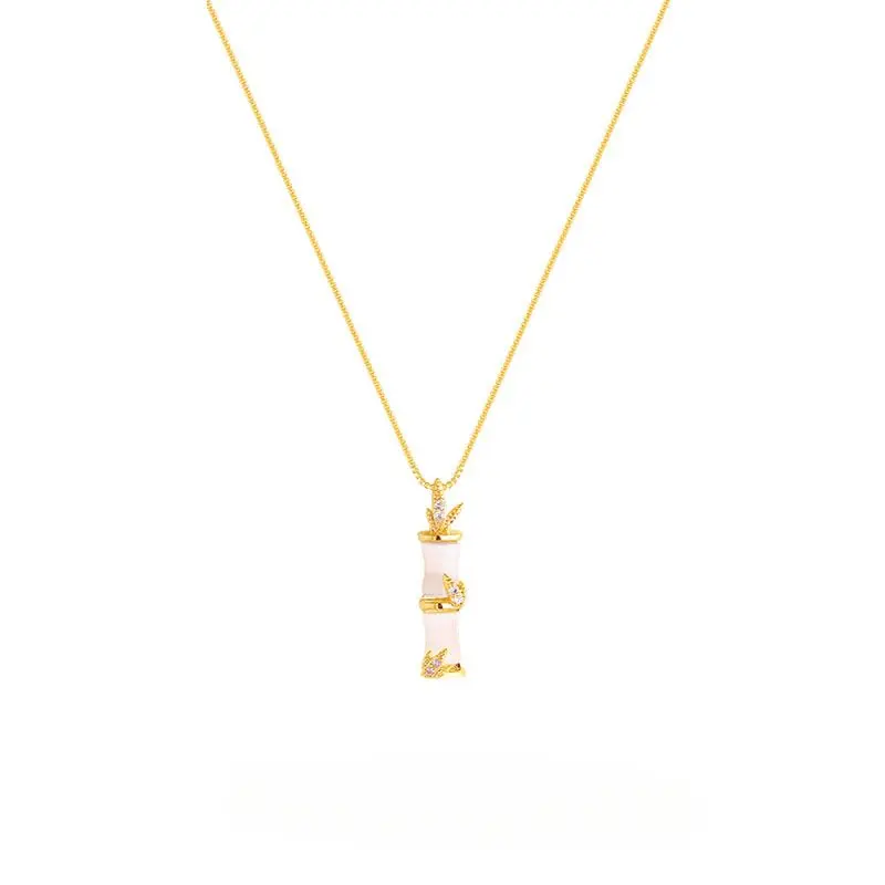 Titanium Steel Necklace Bamboo Necklace Women's High-Rise Clavicle Chain Light Luxury Bamboo Pendant