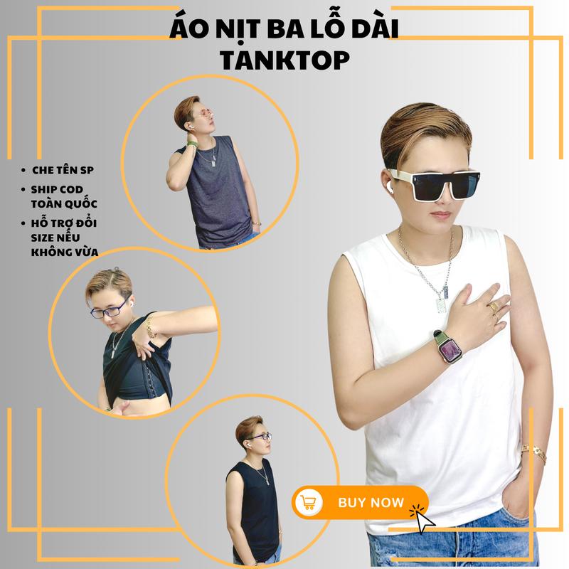 Áo Nịt Ba Lỗ Dài Tanktop nhung Trong Bó Ngoài Rộng, Chất Cotton, Trắng, Đen, Xám - Áo nịt ngực định hình Tomboy, Sb