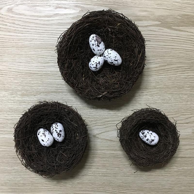 Product Introduction of 1 Set Creative Photography Props Home Decoration Fake Eggs Toad Vine Woven Straw Roost Artificial Birds Nest 14