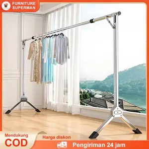 240CM Jemuran Baju Stainless Steel Single Jemuran Baju Lipat Stainless Steel Portable Jemuran Hanger