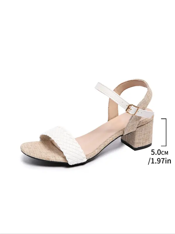 Women's Fashionable Plain Color Wide Band High Heel Sandals, Casual Versatile Roman Sandals for Daily Wear, Trendy All-match Shoes for Women & Girls, Summer 1
