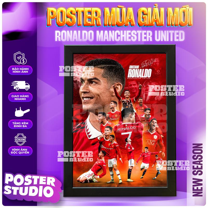 Khung ảnh poster RONALDO MU gồm 2 kích thước để bàn A5 18cm x 24cm treo tường A4 24cm x 35cm Decor Decor Phòng