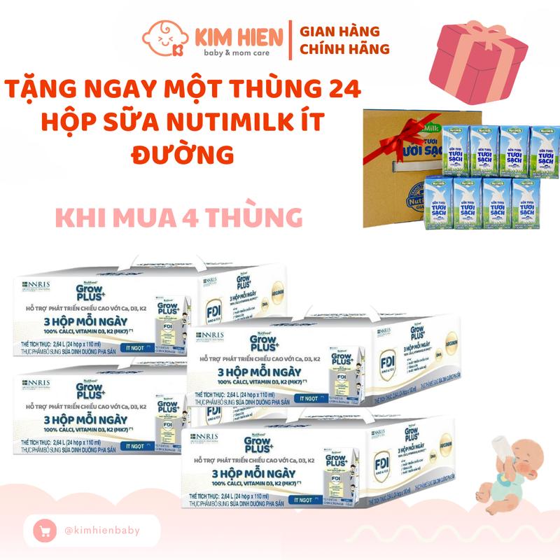 [Deal Độc Quyền KOC - Tặng quà] Combo 4 Thùng Sữa Công Thức Pha Sẵn Nutifood Sweden GrowPLUS+ Bạc 110ml (24 Hộp) grow plus  bạc