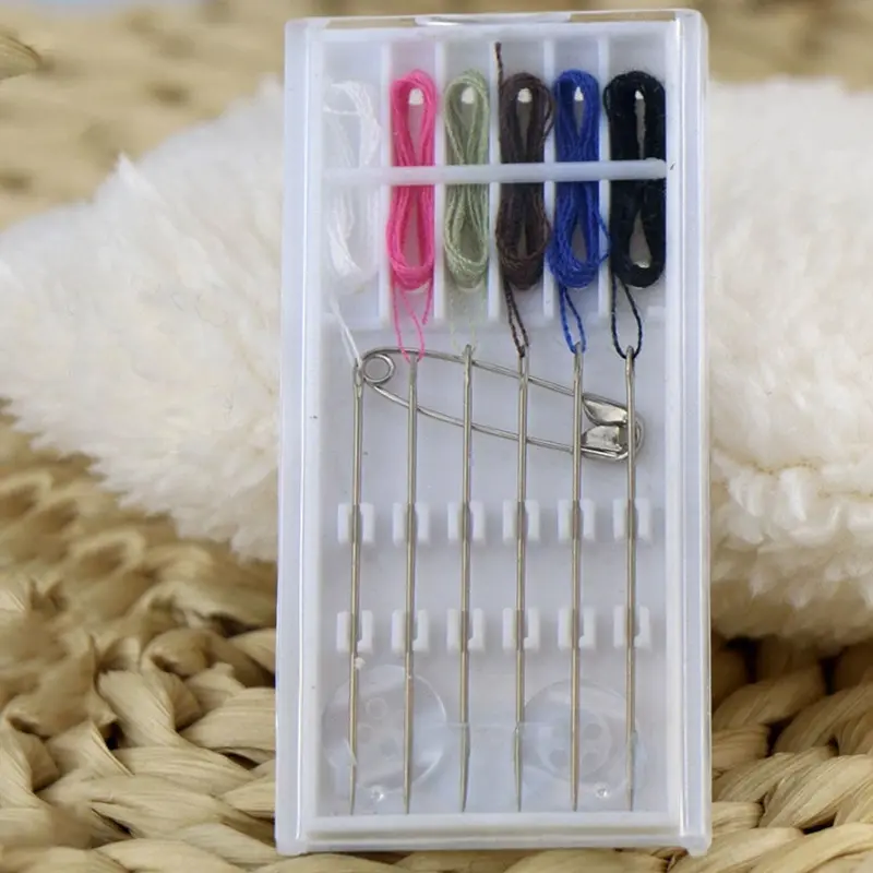 Disposable Sewing Needle & Thread Kit, 1 Set/Box Portable Multifunctional Sewing Needle & Thread Set, Sewing Tool Kit for Home & Travel [Random Color Thread] 5