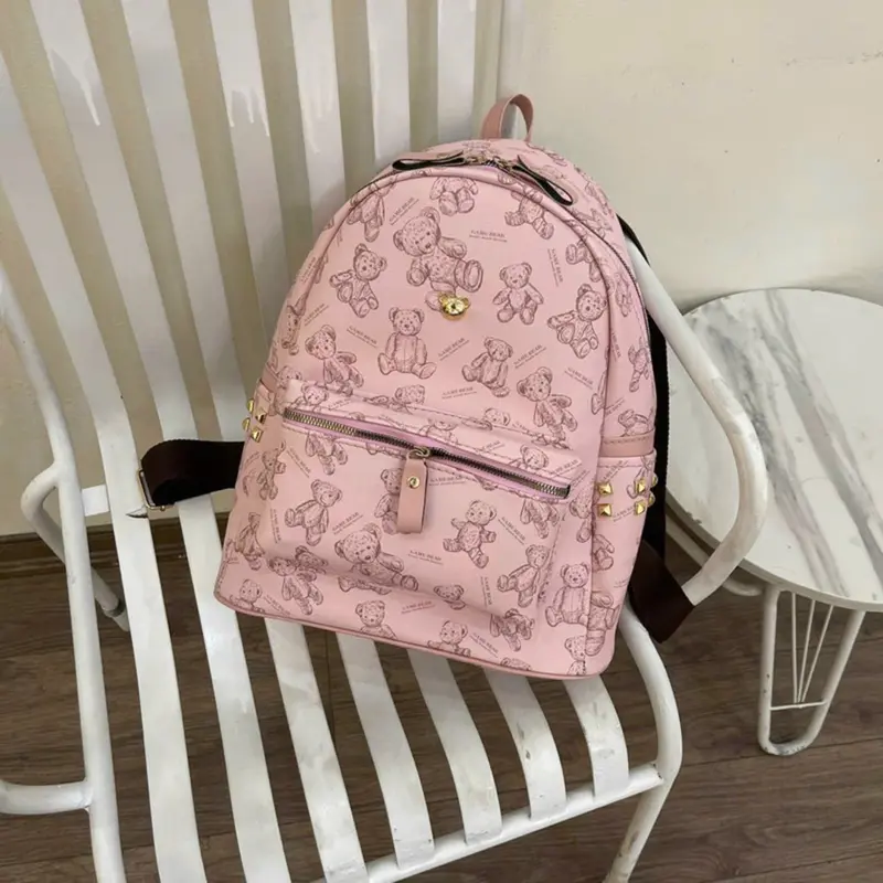 Ba lô đi học, balo đi chơi in hoạ tiết gấu size 40 đựng vừa lap 14" sách vở a4 các loại K394 0