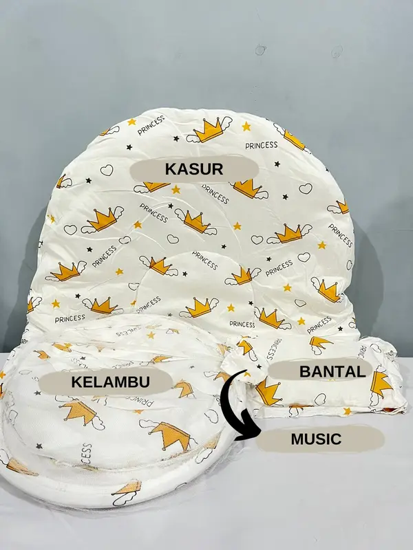 KELAMBU BAYI KASUR BAYI MUSIC BANTAL TEMPAT TIDUR BAYI KELAMBU TIDUR BAYI 3 IN 1 Perlengkapan Nyamuk 2