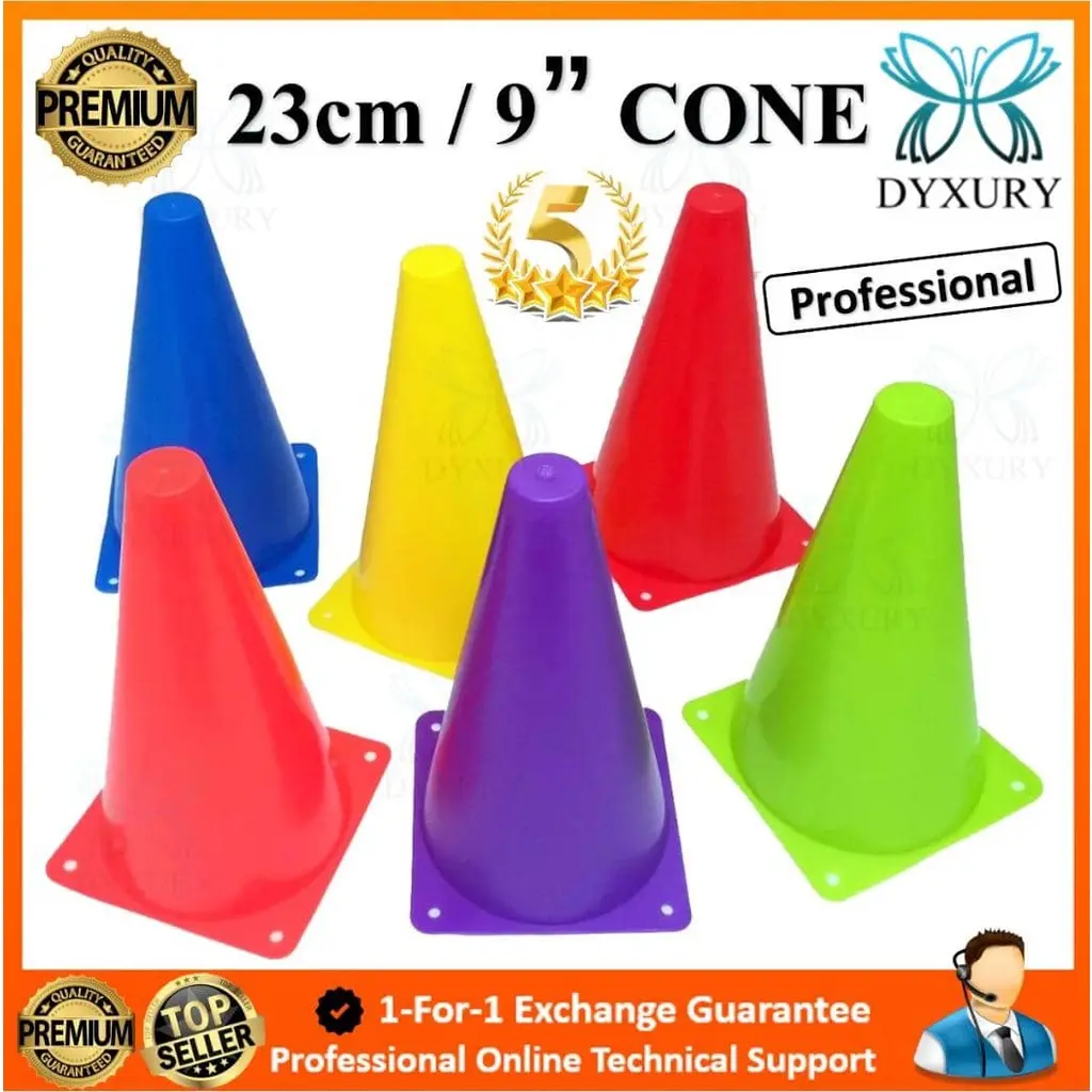 23cm 9Inch Skittle Cone Sport Cone Kon 9inchi Football Soccer Futsal Takraw Training Floor Marker Cone Agility Skittle