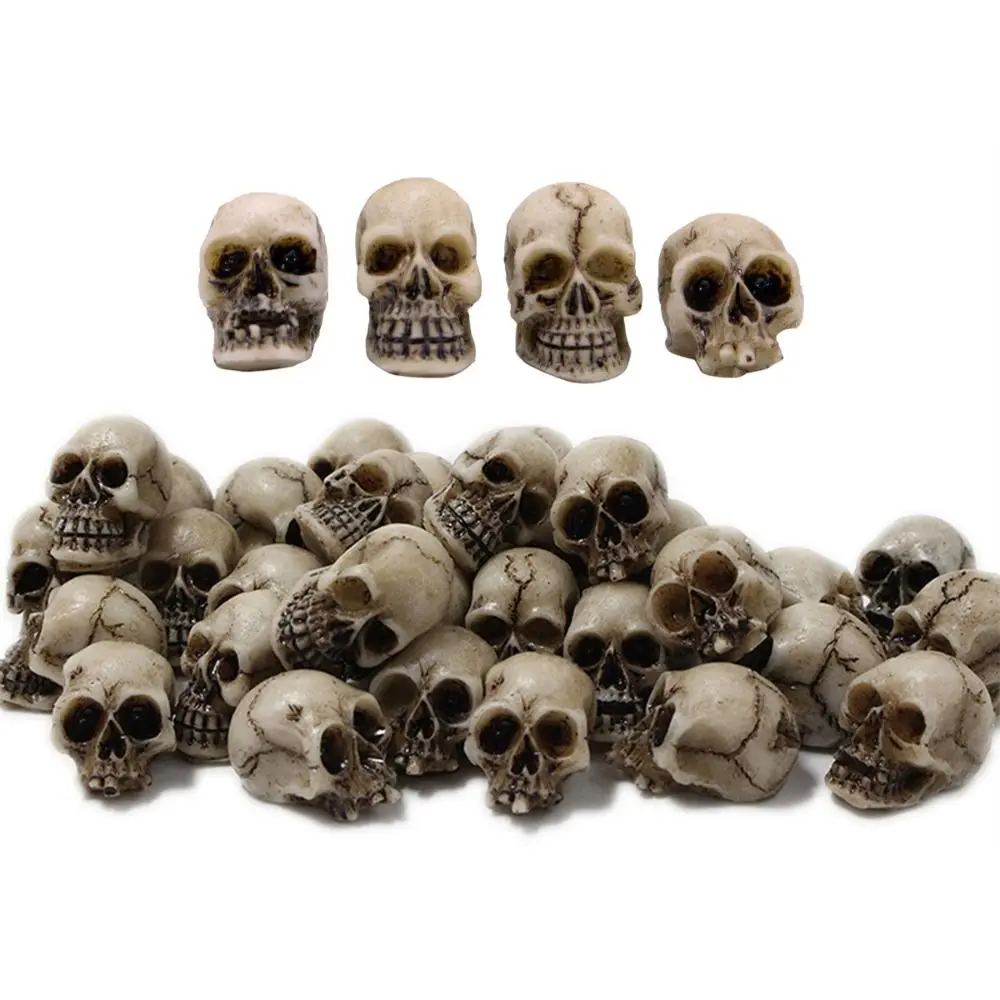 20Pcs TV Cabinet Ornament Kawaii Skull Head Sculptures Mini Cartoon Mini Skulls Resin Ornament Handmade Exquisite Miniature Skulls Heads Decorative Car