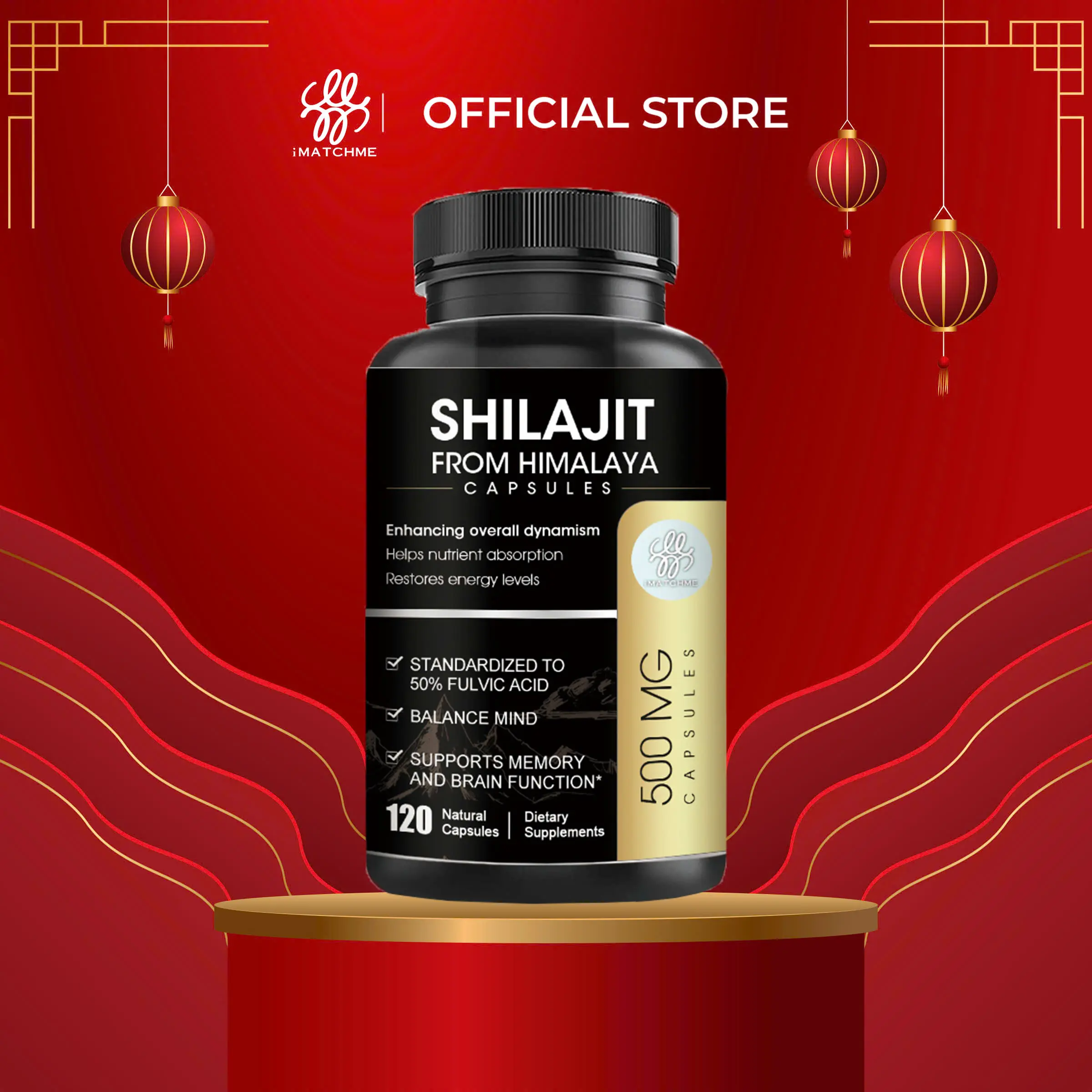 Viên uống iMATCHME Pure Shilajit Resin 500mg  Hỗ Trợ Gan, Ổn Định Đường Huyết & Tăng Năng Lượng