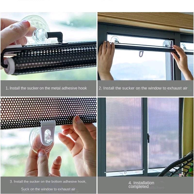 Rèm Che Chắn Nắng Phòng Ngủ Kính Xe Hơi Tự Cuộn Không Khoan Cỡ Lớn 68*125cm 6