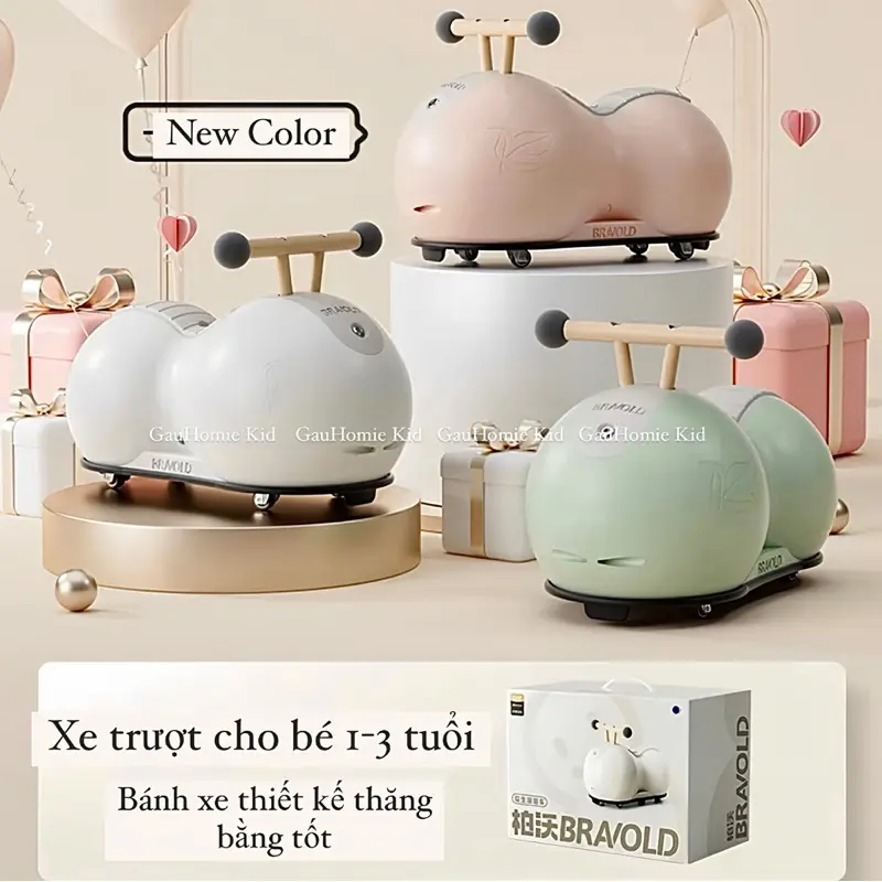 Xe Đậu Phộng, Xe Củ Lạc , Xe Con Sâu , Xe Chòi Chân Cho Bé Hàng Cao Cấp Bravold Từ 1-3 Tuổi GauHomie Kid 0