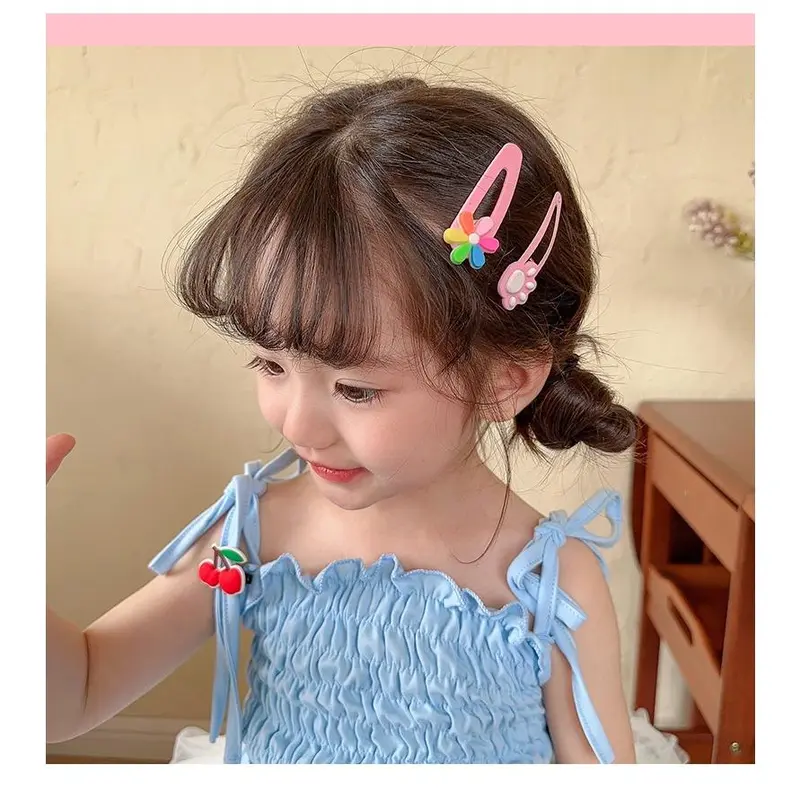 Kẹp tóc dành cho bé gái mùa hè, kiểu dáng dễ thương, không gây tổn thương cho tóc, kẹp mái, phụ kiện tóc dành cho thiếu nữ duyên dáng của Hàn Quốc. Retro Casual Daily 5