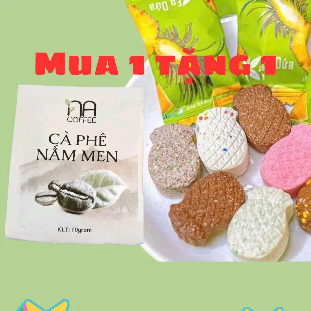(Mua 1 tặng 1) 1 gói Cà Phê Nấm Men dùng thử+ tặng 1 viên kẹo dứa Collagen (vị tặng ngẫu nhiên)