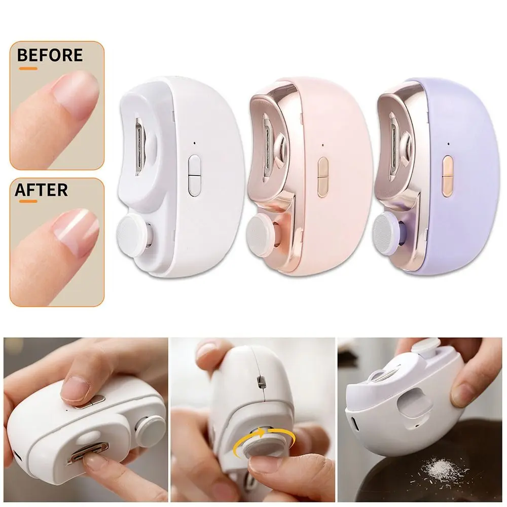 Portable 2 in 1 Electric Nail Clippers Manicure Care Tool Rechargeable Electric Nail Clipper Anti-splash Electric Nail Polisher Men Women