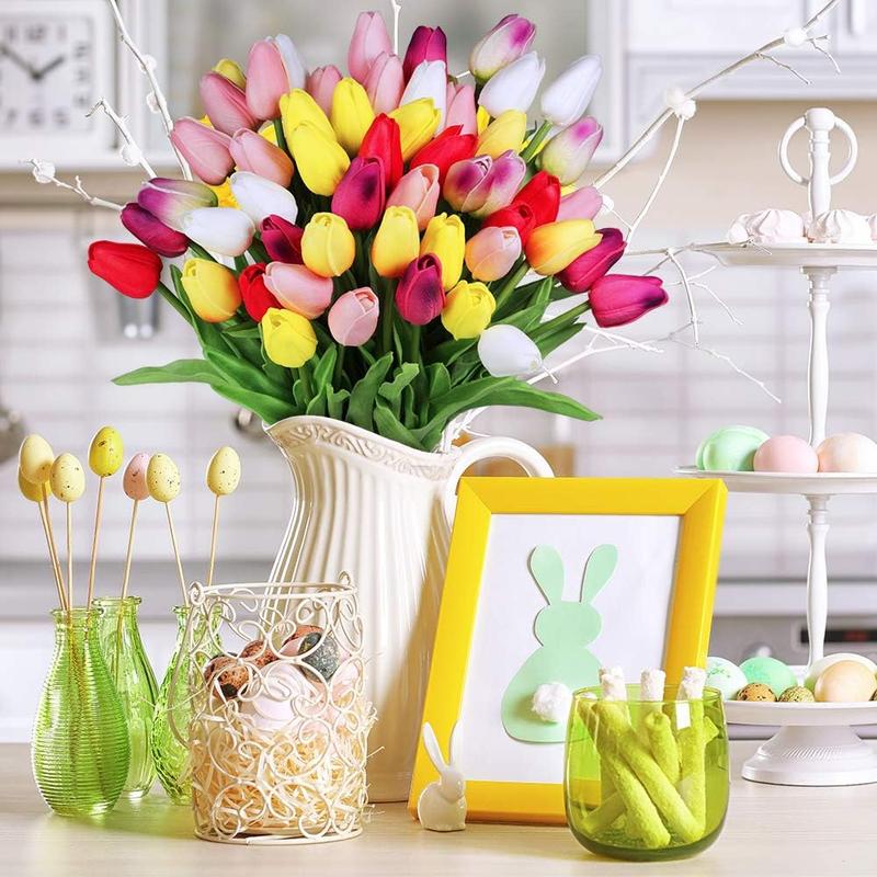 Artificial Tulip Bouquet, Faux Flower Bouquet, Decoration Flower for Home Party Wedding Festival, Fake Flower for Home Kitchen Wedding Holiday Decorations, Valentine's Day Gift Idea 4