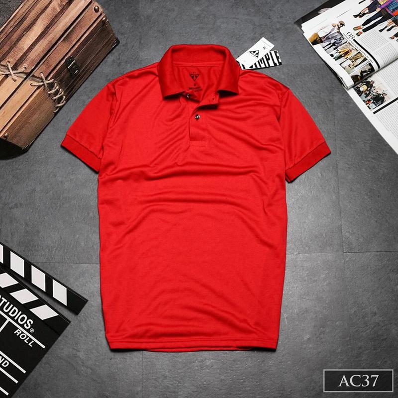 Áo thun polo nam nữ cổ bẻ HUTA PT011 màu đỏ đô, vải cá sấu 4 chiều, ngắn tay Menswear Top 3