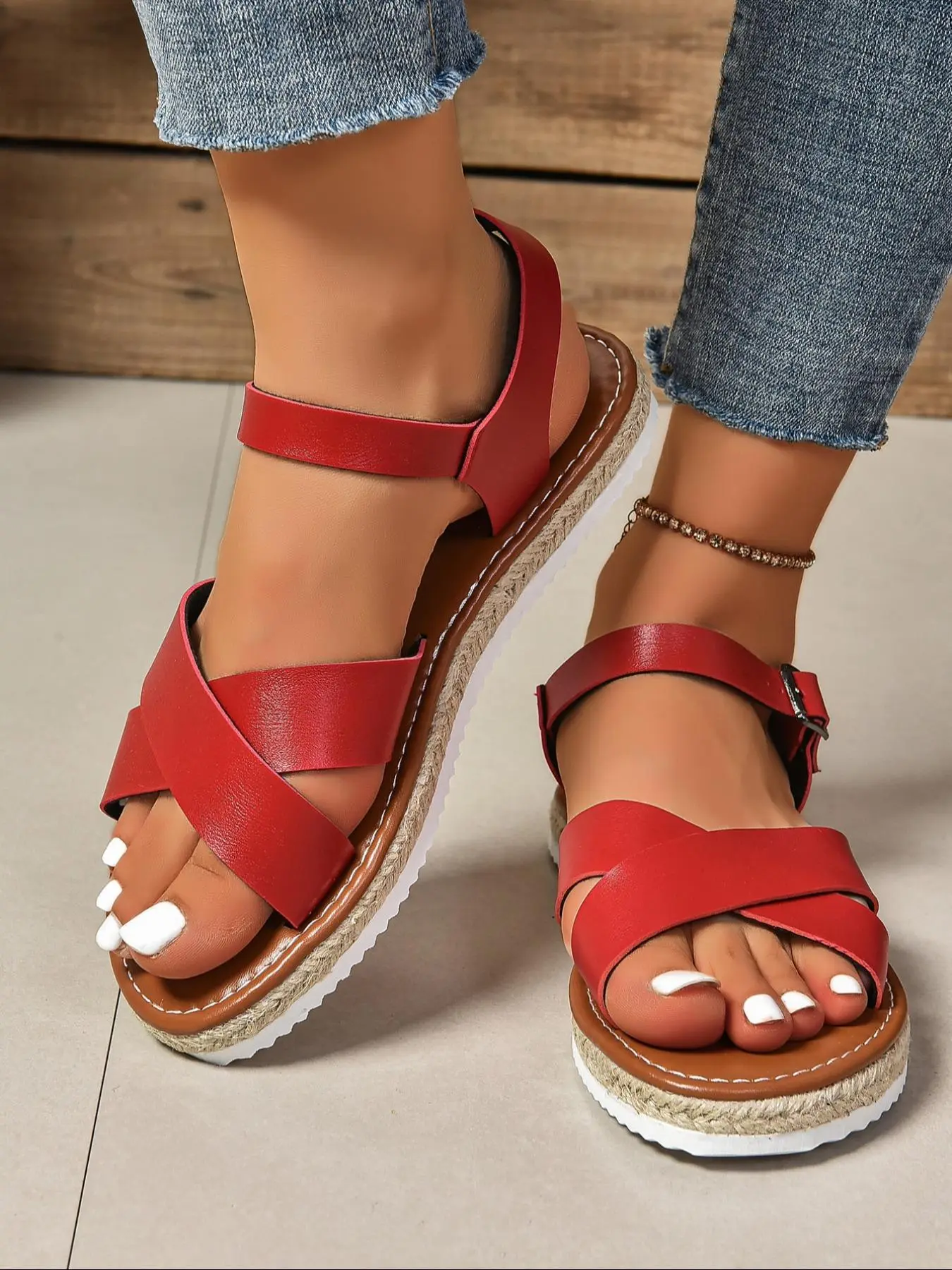Women's Fashionable Retro Style Adjustable Buckle Pu Leather Sandals, Casual All-Match Sandals for Summer, Lightweight Breathable Comfortable Shoes for Daily Wear