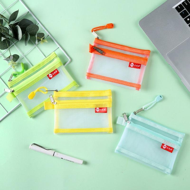 Product Introduction of New Portable Small Coin Bags Double Layer Mesh Bus ID Credit Card Storage Bag Nylon with Zipper Money Wallet Purse 11