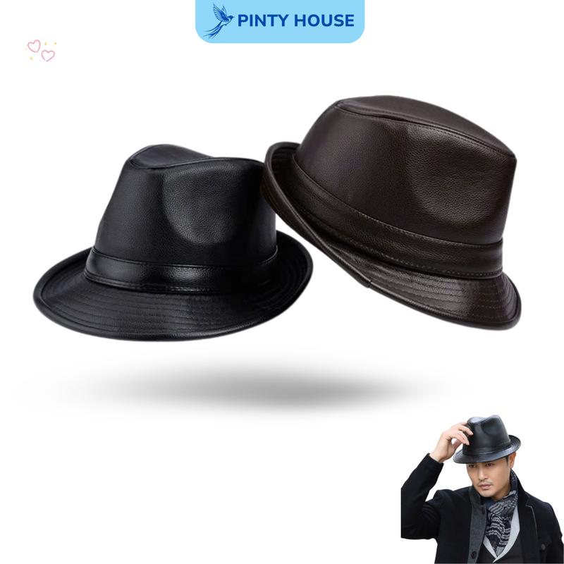 Mũ phớt DA PU cao cấp, nón fedora chất liệu da cao cấp dành cho nam và nữ Voi Hat Cao Su Cap Ví