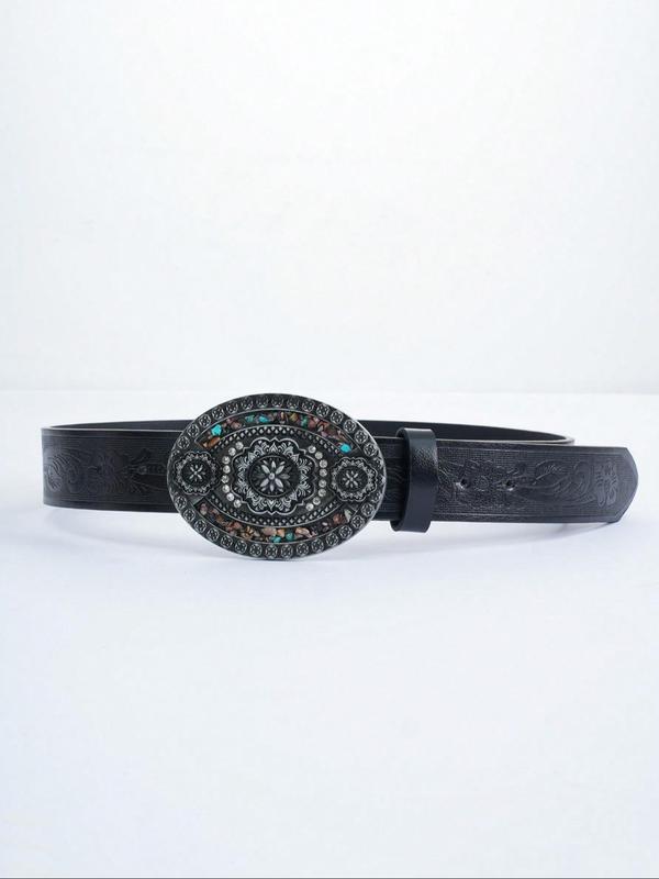 Women's Boho Style Rhinestone Decorated Western Belt, Vintage Trendy Waistband, Fashionable Clothes Accessories for Daily & Party Decoration 3