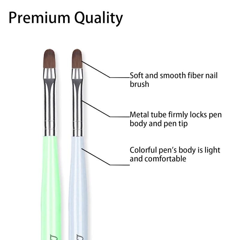 Gel Nail Brush Set, 7 Counts/set Poly Extension Gel Brushes with Box, Professional Nail Nail Art Design Tool Kit for Home and Salon Use 2