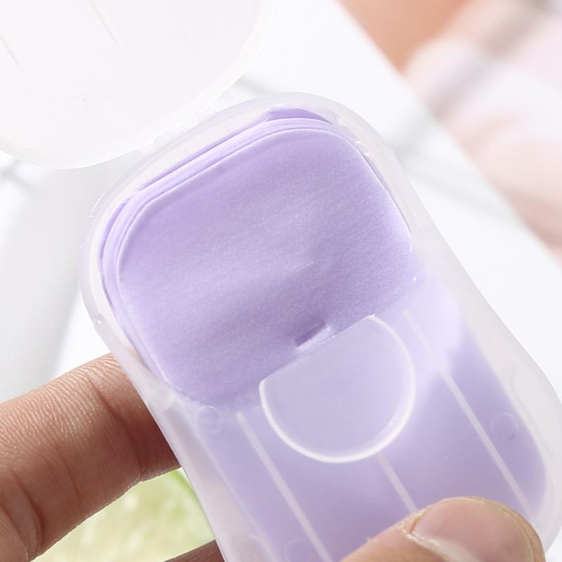 50pcs Disposable Portable Soap Tablets Mini Outdoor Hand Washing Tablets Box Soap Paper Travel Paper Soap 4