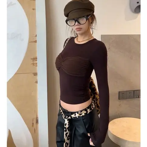 Áo thun nữ dài tay ôm body xoắn eo 3D 2 size SM - TRIEUDUONG 08 6