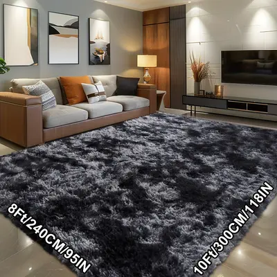 1pc Dark Grey Plush Rug, Soft Area Rug For Bedroom, Fluffy Rug, Living good Room Shag