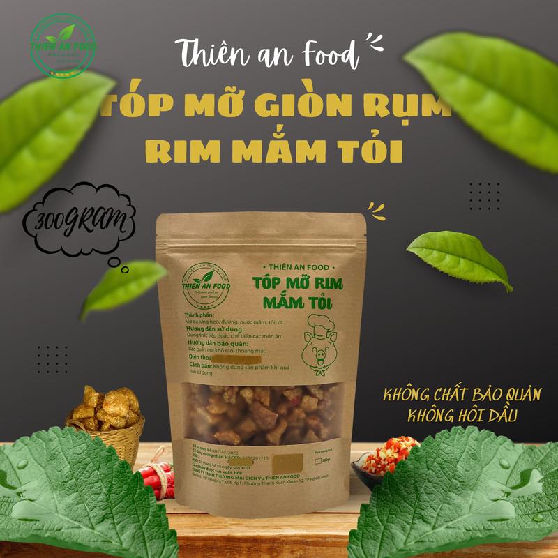 Thiên An Food [TÓP MỠ RIM MẮM TỎI TÚI GIẤY 300G]LOẠI LIỀN DA giòn ăn kèm bánh tráng hoặc dùng trực tiếp Ăn Vặt Snack Food  đồ ăn nhẹ khô Thức Ăn kèm với  bánh  tráng tóp  mỡ com  chay mam tóp  mỡ tóp  mỡ tóp mỡ  thiên