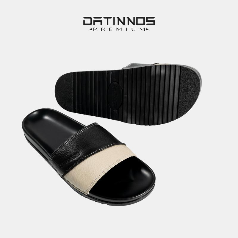 Dép Nam DATINNOS Da Bò 2 Lớp Chỉ Chéo Chắc Chắn Quai Da Mềm Mại Đế TPR Độ Bền Cao Êm Chân - Bảo Hành 6 Tháng - DTDA06 Dép Lê Slipper Quai Ngang Đế Bằng Nam