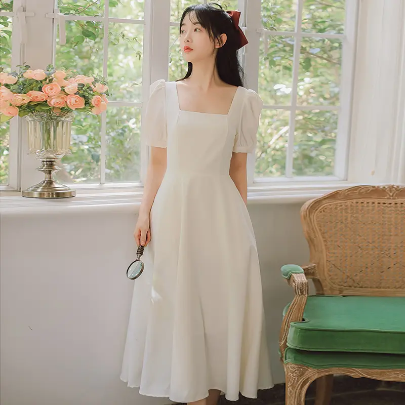 Hertha duga 8940 korean long fitted plain white dress for woman casual  formal elegant plus size civil wedding dresses - TikTok Shop Philippines