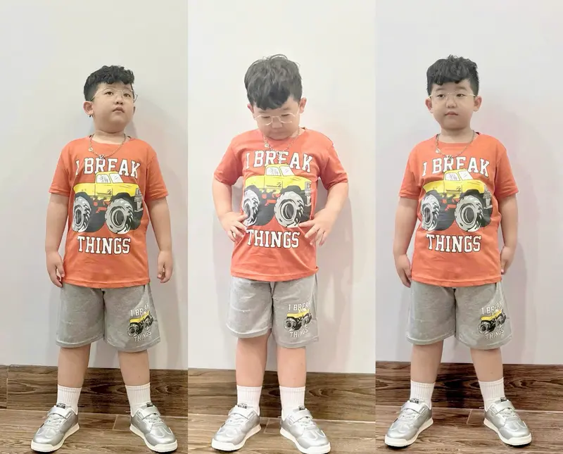 [11-42kg] Bộ cộc tay bé trai thun cotton mền mịn mát.Quần áo trẻ em,đồ bộ bé trai size đại in hình Siêu nhân,khủng long 5