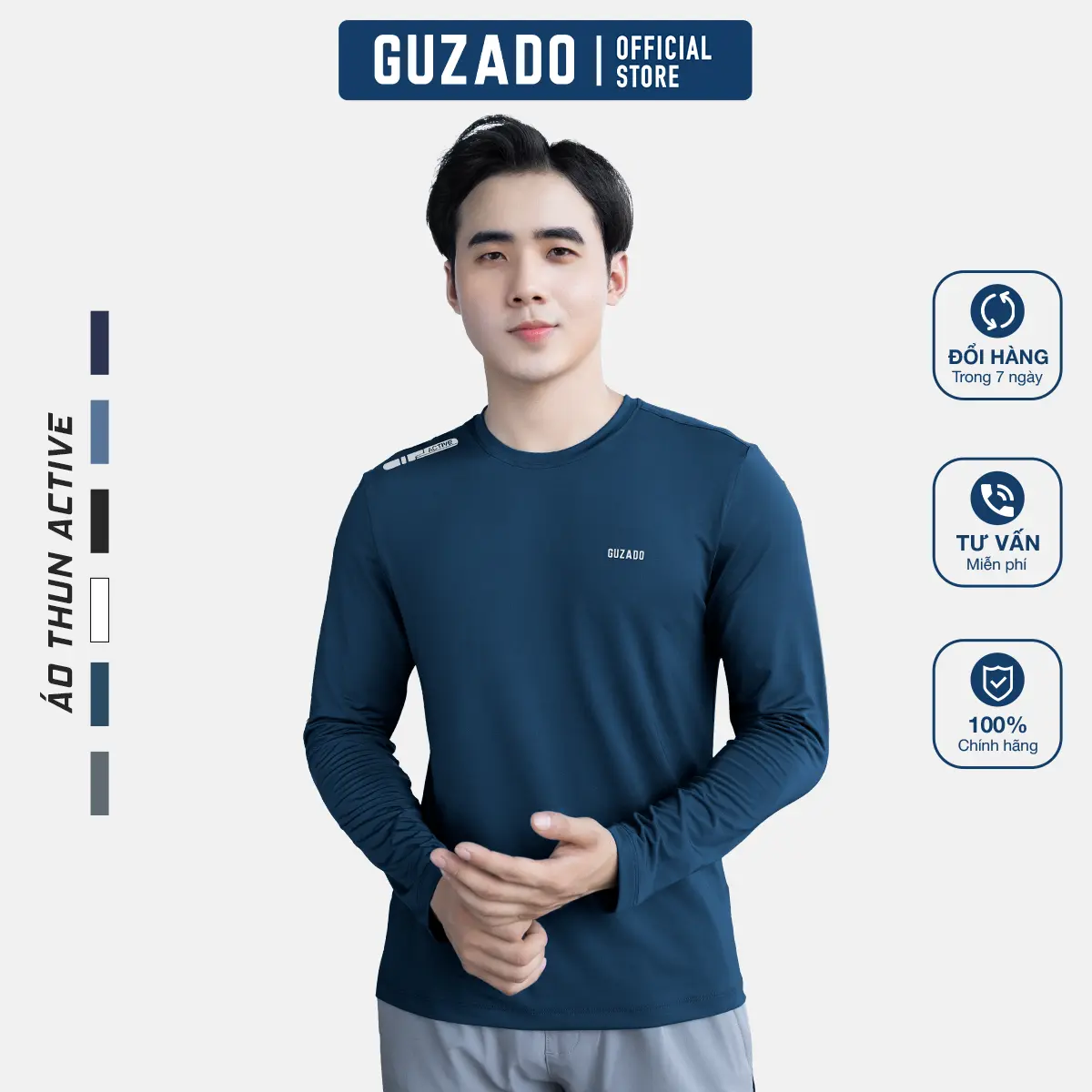 Combo 2 Áo Thun Dài Tay Cổ Tròn GUZADO Vải Thun Giữ Nhiệt Form Regular Fit Thoải Mái Thời Trang Menswear CB2GDT01