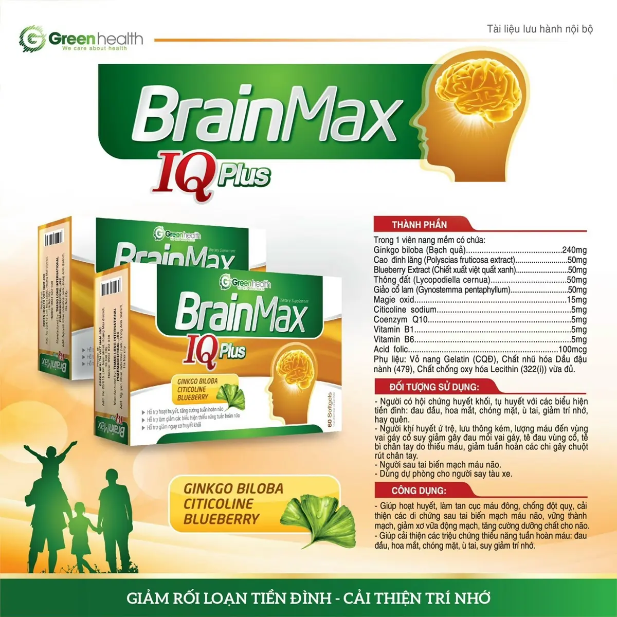 Bổ não BRAINMAX , giúp hoạt huyết dưỡng não , tăng cường tuần hoàn lưu thông , hỗ trợ đau đầu hoa mắt chóng mặt mất ngủ