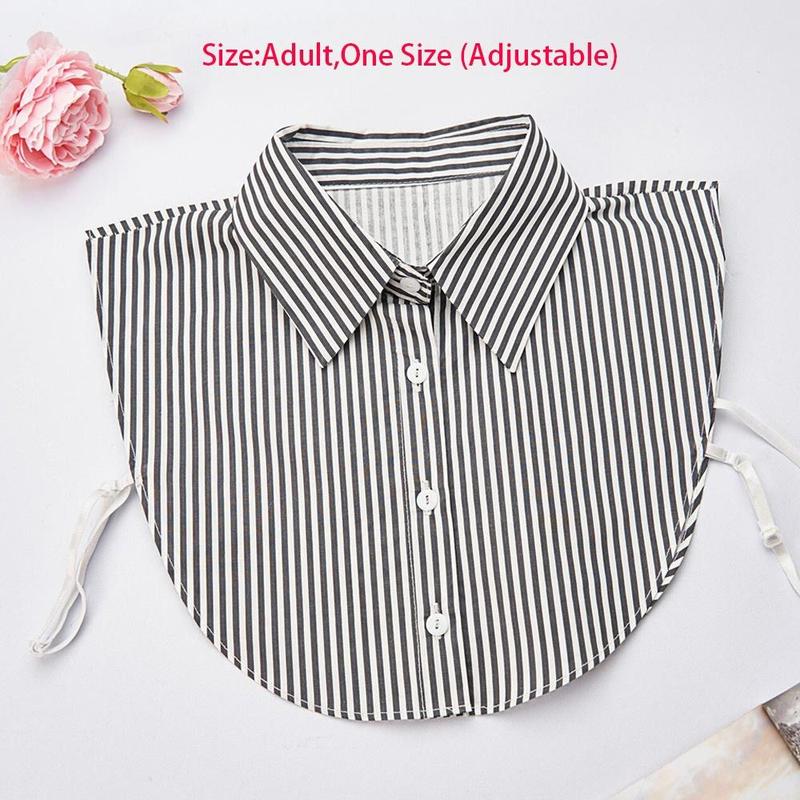 Product Introduction of Fashion Cotton Stripes Fake Collar Detachable Vintage False Blouse Collar Classic Casual Front Tie for Women 22