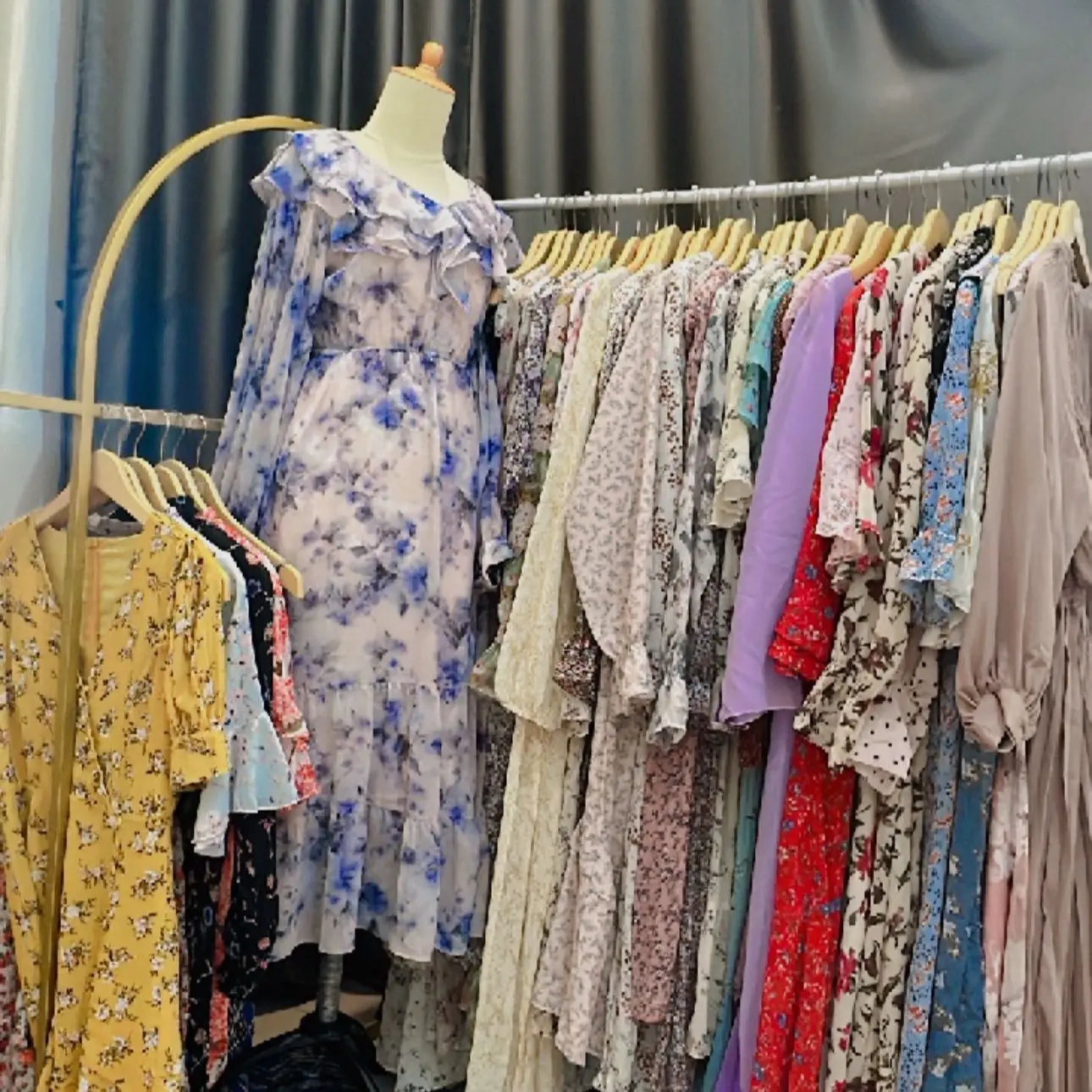Dress bunga Wanita Midi Gaun Panjang