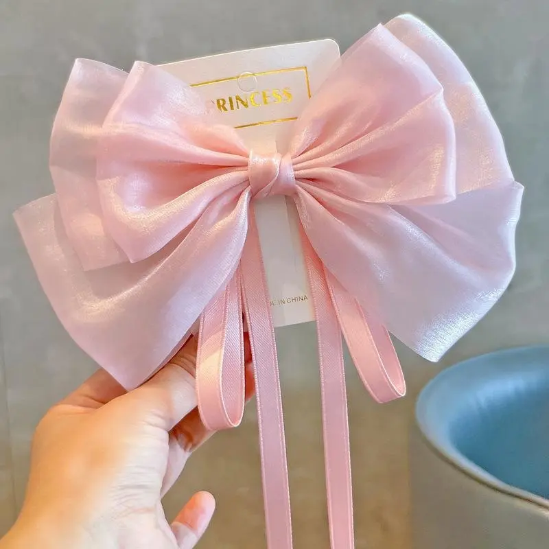 Super Fairy Pearl Yarn Super Large Bow Girl Hair Clip Large Bow Girl Ribbon Hair Clip High-end Children's Hair Accessories