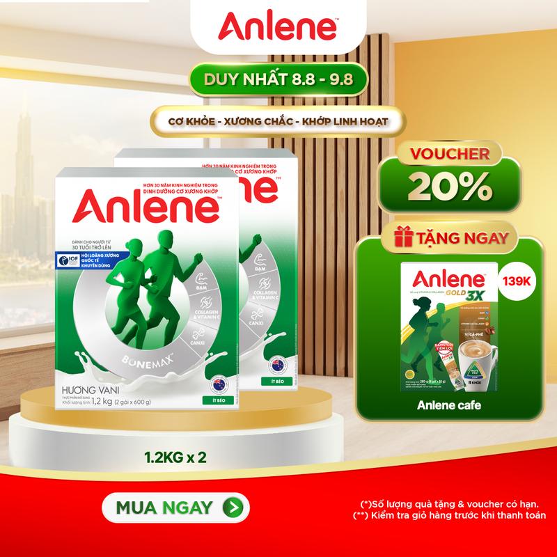 Combo 2 Hộp sữa bột Anlene hương Vanilla 1.2KG