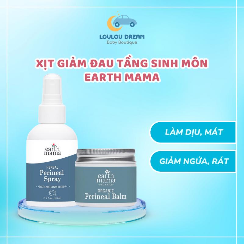 Giảm đau tầng sinh môn Earth Mama hữu cơ cho mẹ sau sinh dạng kem/xịt Organic Perineal Balm /Spray