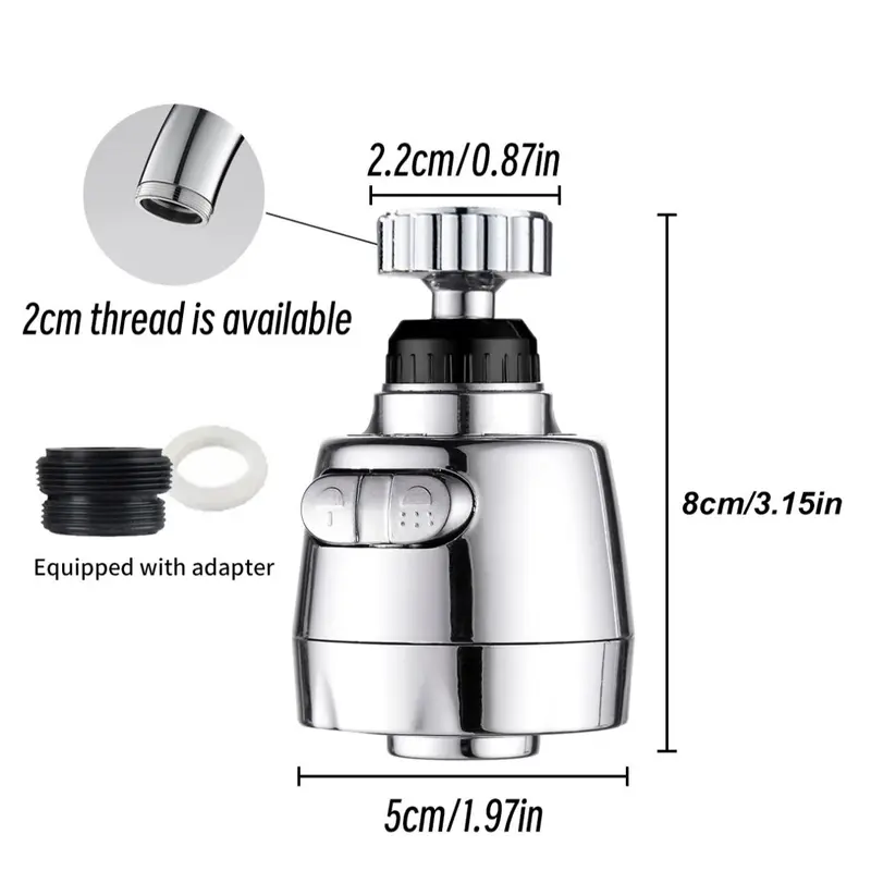 2 Mode Kitchen Faucet Aerator, 1 Count 360 Degree Rotatable Faucet Splash Head, Kitchen Faucet Extender, Sprayer Head Anti Splash Tap 1