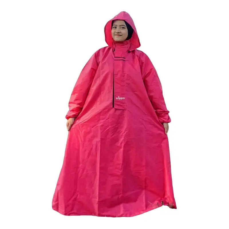 Jas Hujan Wanita Jumbo Model Gamis Bigsize Muslimah Bisa di Pakai Pria Waterproof Outdoor Anti Air Modern Model Terbaru 2025 Syari  Dewasa  Tebal Waterproof Raincoats Pink Fanta