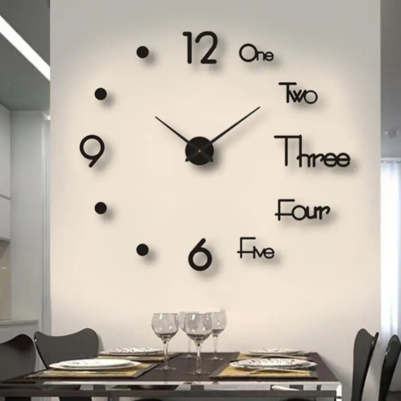 1Pc 3D Wall Clock Mirror Wall Stickers Creative DIY Wall Clocks Modern Design Mute Quartz  Watch Home Decor