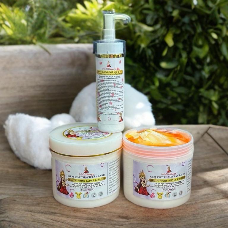 (COBOM 3 MÓN MISS SERUM NANO  ) KEM CỐT THẠCH MÍT SEUM NANO TẨY LẠNH GLUTAHIONE ARBUTIN MD KHMER 94, KEM Dưỡng DẠNG CỐT LẠNH KHÁNG NƯỚC, THẨM THẤU NHANH LOẠI MỚI CẢI TIẾN KHÔNG BẾT RÍT. WOMEN NỮ DƯƠNG DA BODY Làm Đẹp Da 500gr