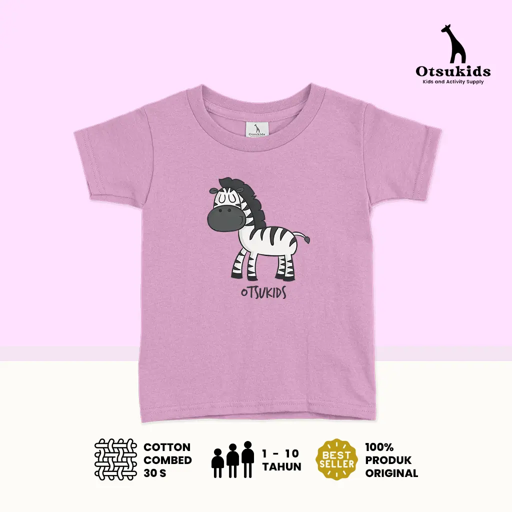 Otsukids Kaos Anak Lilac Zebra - Baju anak distro Ready Stock - Baju Kaos Anak Laki Laki & Perempuan Umur 6 Bulan - 8 Tahun Bahan Cotton Knito Combed 30s - Kaos Anak Kids & Junior kekinian