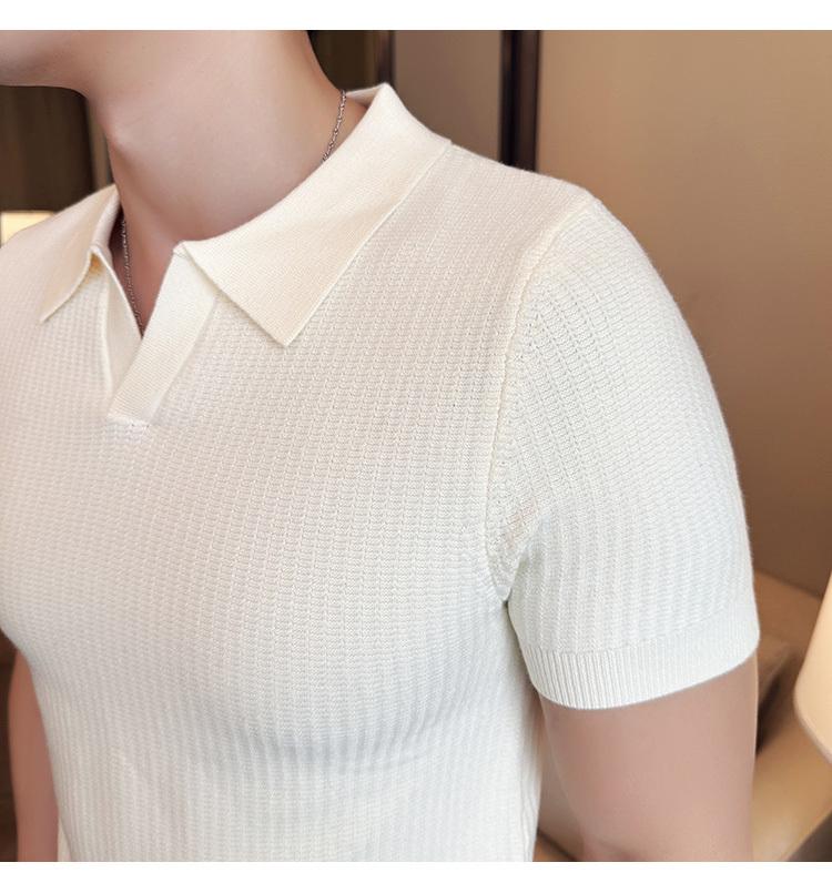 Product Introduction of Áo Polo, Mỏng Vừa Vặn, Phong Cách Thường Ngày, Không Nhăn, Thời Trang, Thiết Kế Đơn Giản, Màu Trơn ngắn Tay, Cổ Áo bẻ xuống, Làm Bằng Dệt Kim, Thích Hợp Cho Mùa Hè, Không Khí Tươi Mới, Phong Cách Nam 5