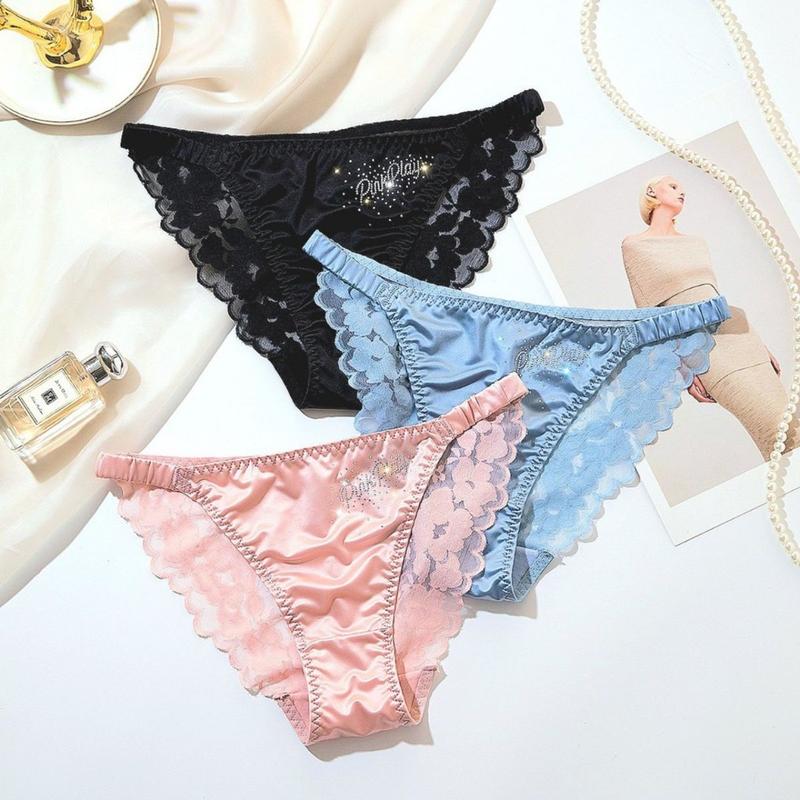 Product Introduction of QUẦN LÓT NỮ DÂY SƯỜN LỤA SATIN BÓNG, VẢI LƯỚI VIỀN HOA XUYÊN THẤU, ĐÍNH HẠT KIM cươnġ SANG TRỌNG, GỢI CẢM 13