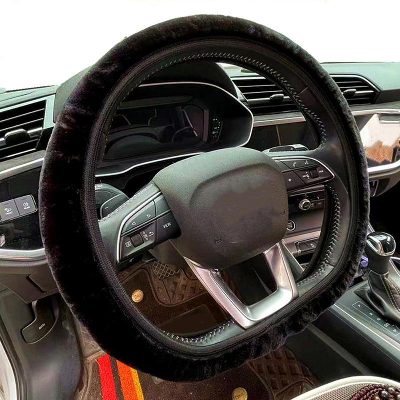 Product Introduction of High Quality Warm Car Steering Wheel Cover Gearshift Handbrake Cover Plush Thick Black Protector Super Women Decoration Soft Pink Man 11