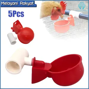 5 Pcs Konektor Pipa & Mangkuk Minum Otomatis - Merpati, Bebek, Ayam, Burung (Bahan Plastik)